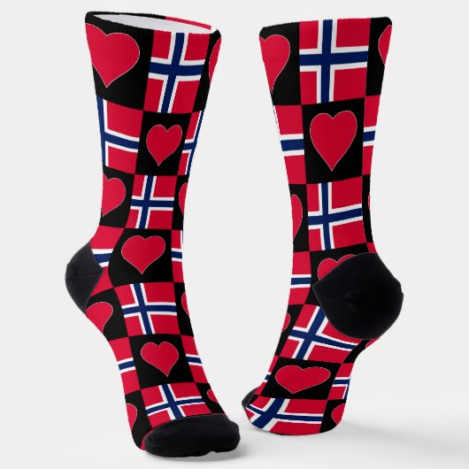 Chaussette Norvège Drapeau Coeur Motif Fun Norwegian Pride (Angulaire)