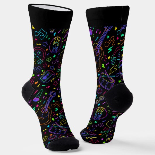 Chaussette Notes de guitare et de musique (Angulaire)
