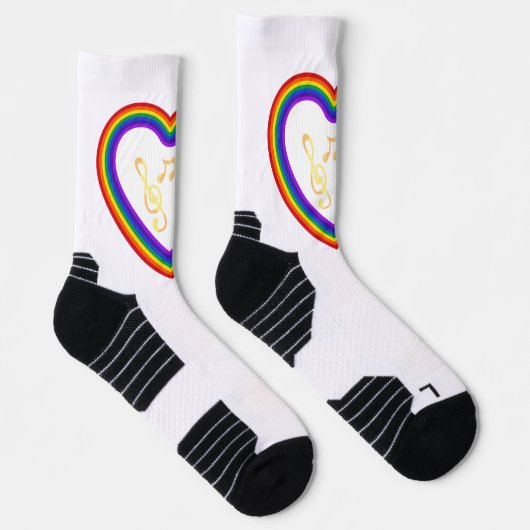 Chaussette Notes de musique dans l'arc-en-ciel, Crew Socks (Droite)