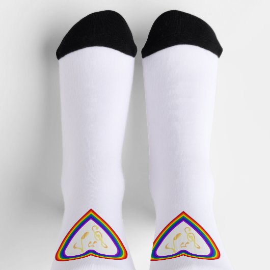 Chaussette Notes de musique dans l'arc-en-ciel, Crew Socks (Haut)