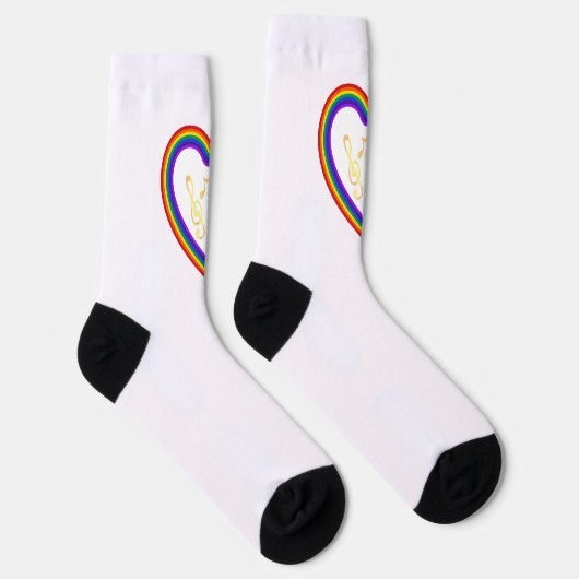 Chaussette Notes de musique dans l'arc-en-ciel, Crew Socks (Droite)