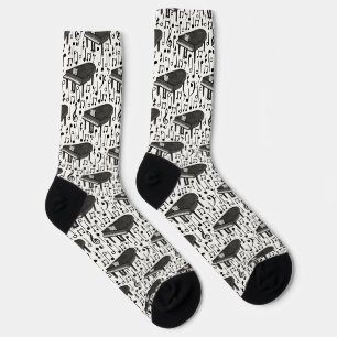 Chaussette Notes de musique de piano à queue motif pianiste m