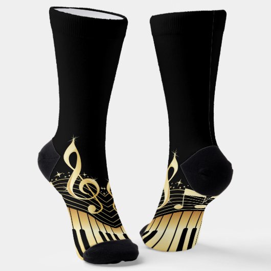 Chaussette Notes Gold & Black Music (Angulaire)