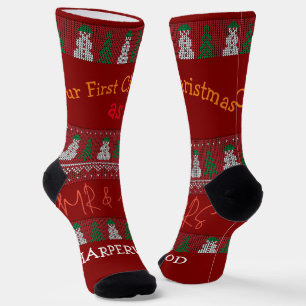 Chaussette Notre premier Noël Mr et Mrs / Couple récemment ma
