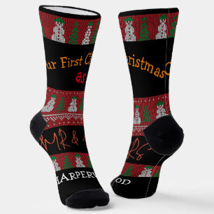 Chaussette Notre premier Noël Mr et Mrs / Couple récemment ma