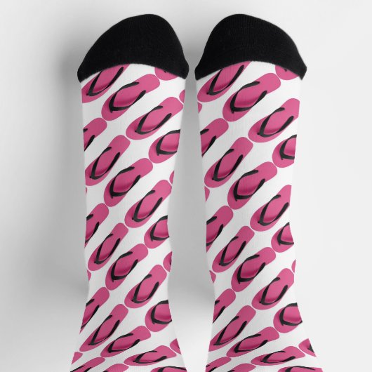 Chaussette Novelty Pink Flip Flops Design Crew Chaussettes (Haut)