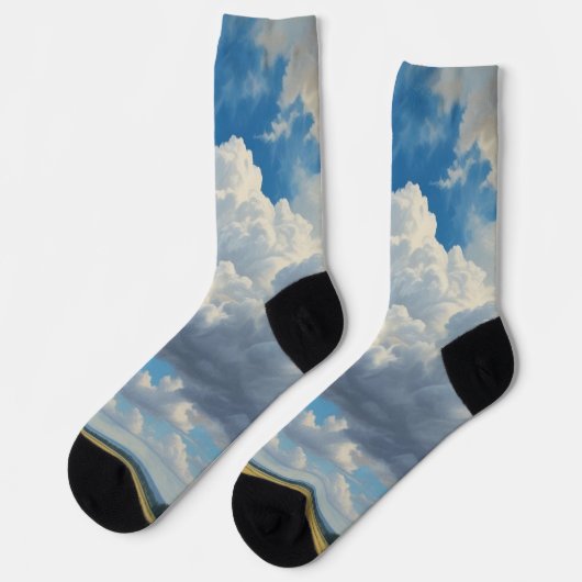 Chaussette Nuages blancs et ciel bleu clair (Gauche)