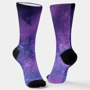Chaussette Nuages de tempête rose et bleu foncé