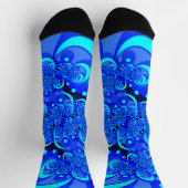 Chaussette Nuances de bleu Art fractal abstrait moderne (Haut)