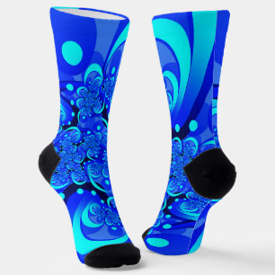 Chaussette Nuances de bleu Art fractal abstrait moderne