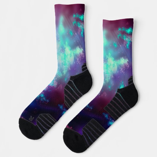 Chaussette Nuit Sky Neon Lights Athlew Crew Sock (Gauche)