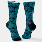 Chaussette Nuit Tropical Turquoise Palm Feuilles (Angulaire)