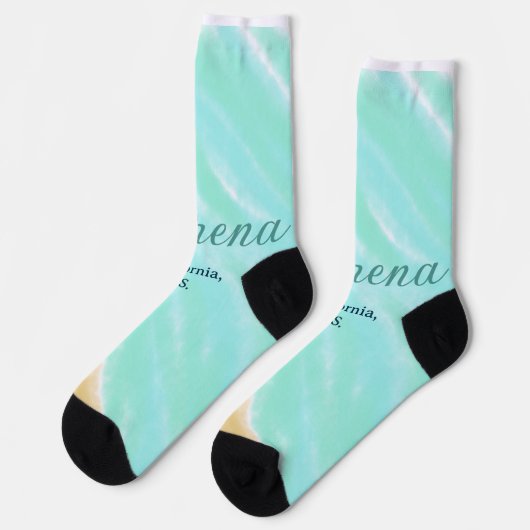 Chaussette Océan bleu vert ajouter lettre de monogramme nom t (Gauche)