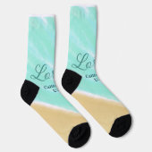 Chaussette Océan bleu vert ajouter lettre de monogramme nom t (Droite)