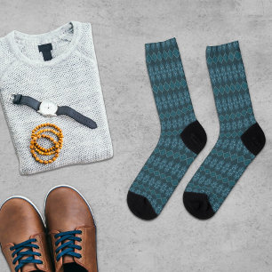 Chaussette Octagon floral vert turquoise et patte diagonale