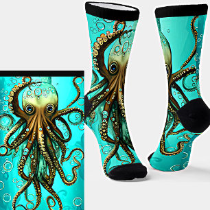 Chaussette Octopus & bulles en Aqua Ocean sur Chaussettes noi