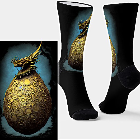 Chaussette Oeuf de dragon doré à vapeur sur noir