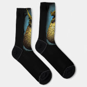 Chaussette Oeuf de dragon doré à vapeur sur noir (Droite)