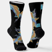 Chaussette Oeuvre originale dans les tons bleu et orange (Angulaire)