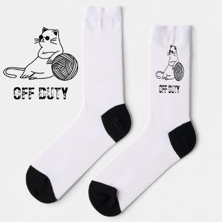 Chaussette Off Duty Lazy Cat - Cute and Funny Bored Cat Two-T