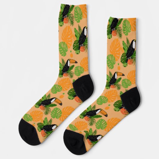 Chaussette Oiseau tropical Toucan Motif sans couture (Gauche)
