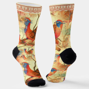 Chaussette Oiseaux avec Faux Lace Trim