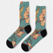 Chaussette Oiseaux Fleurs Hokusai Art Japonais (Gauche)