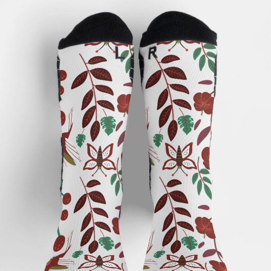 Chaussette Oiseaux floraux sans couture motifs et papillons e (Haut)