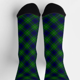 Chaussette Oliphant tartan bleu vert plaid