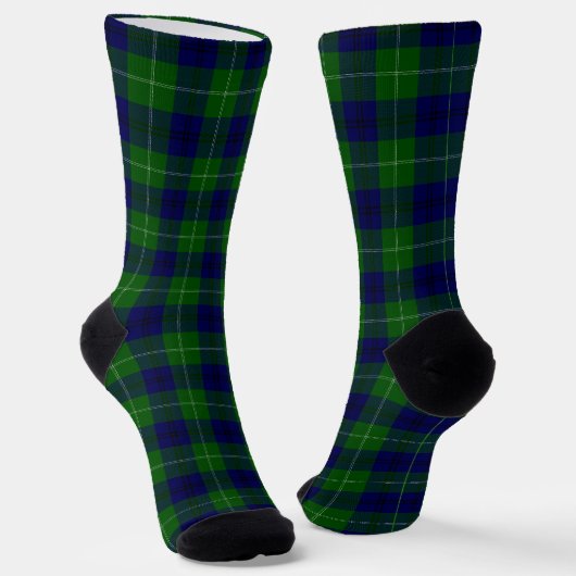 Chaussette Oliphant tartan bleu vert plaid (Angulaire)
