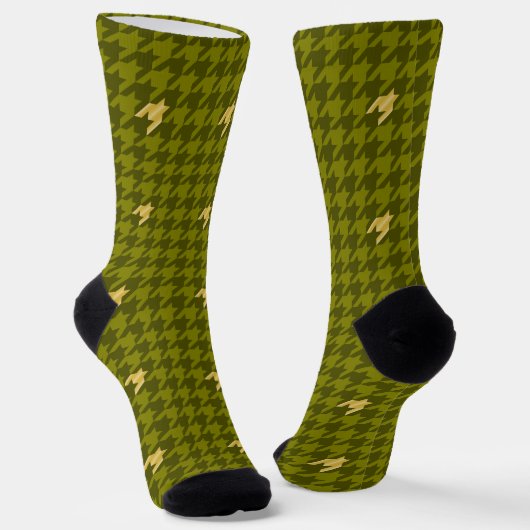 Chaussette Olive avec Houndstooth or Accent (Angulaire)