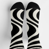 Chaussette Ondes de style rétro noir et blanc (Haut)