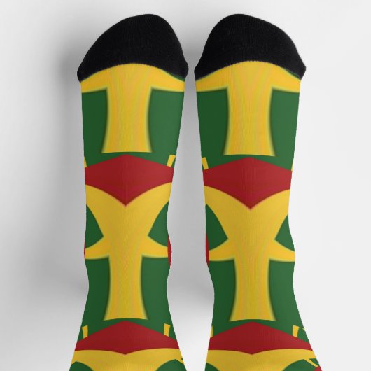 Chaussette One Love Rasta Colors Reggae Rouge Golden Green (Haut)