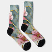 Chaussette Or rose floral japonais (Droite)
