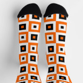 Chaussette Orange Black White Checkered Squares Pattern (Haut)
