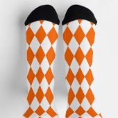 Chaussette Orange blanc Arlequin Diamants Checkers Design (Haut)