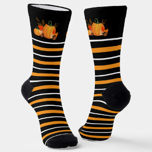 Chaussette Orange & Blancs avec Citrouille Still Life