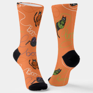 Chaussette Orange Éffrayant "Boo tiful Tangled Kitty Hallowee