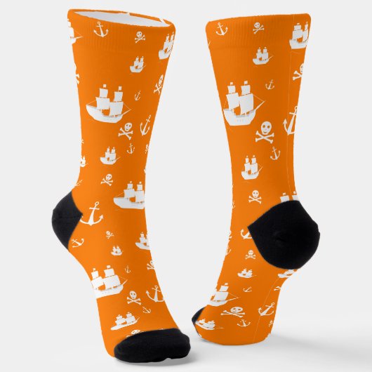 Chaussette Orange Motif Ancre pirate (Angulaire)