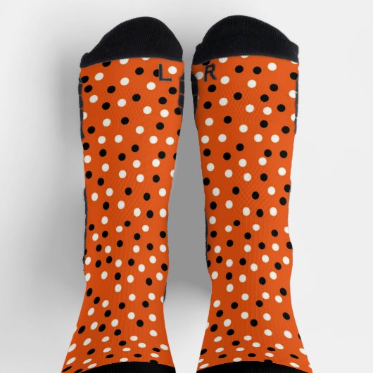 Chaussette Orange, Noir & Blanc Poche A Dot Design (Haut)