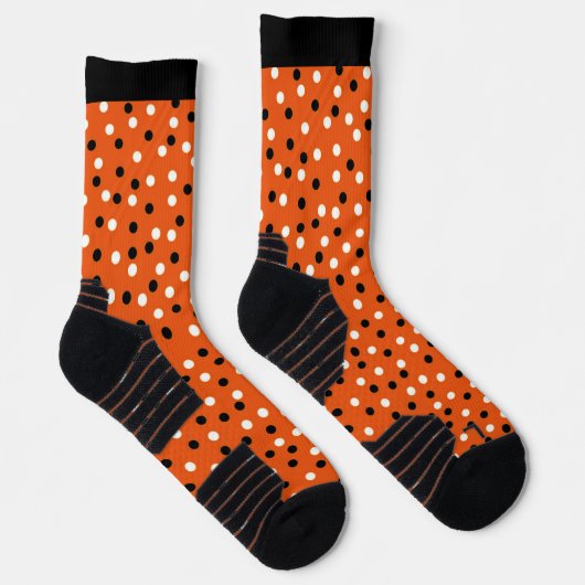 Chaussette Orange, Noir & Blanc Poche A Dot Design (Droite)