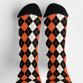 Chaussette Orange noir Jacquard blanc Diamant Design (Haut)