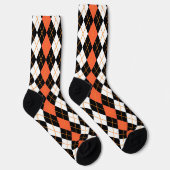 Chaussette Orange noir Jacquard blanc Diamant Design (Droite)