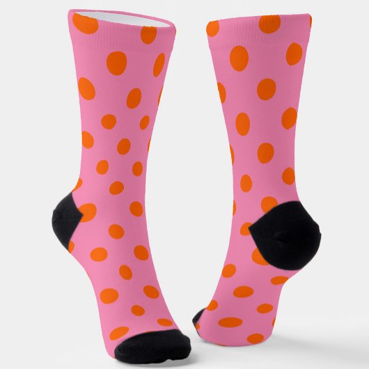 Chaussette Orange On Rose Pois Design Motif