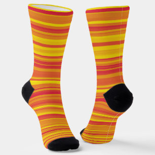 Chaussette Orange rouge jaune rayures Motif sans couleur