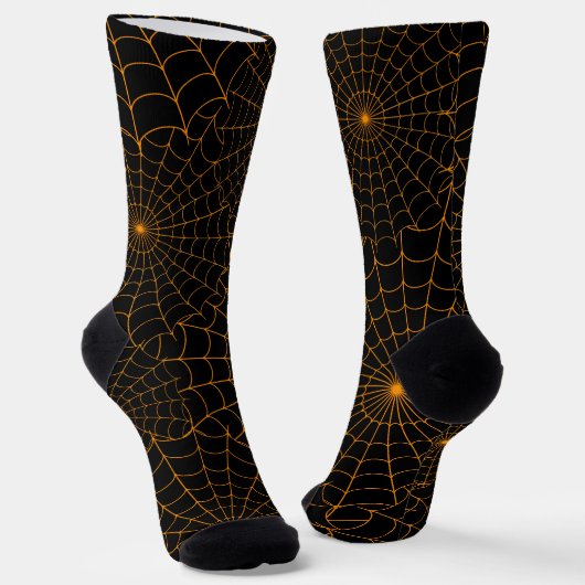 Chaussette Orange Spiderwebs Halloween (Angulaire)