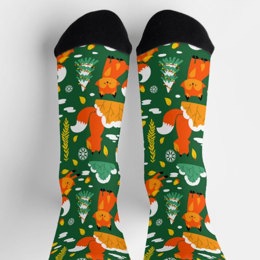 Chaussette Orange Wild automne Forêt d'hiver Fox (Haut)