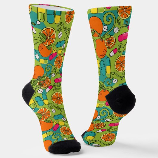 Chaussette Oranges Vignes de fruits Chaussettes de pharmacie  (Angulaire)