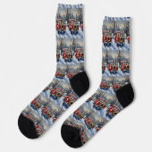 Chaussette Oriental Blue Cat Christmas Red Truck Holiday (Gauche)