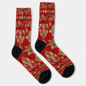 Chaussette Ornement thaïlandais - Or et rouge (Droite)